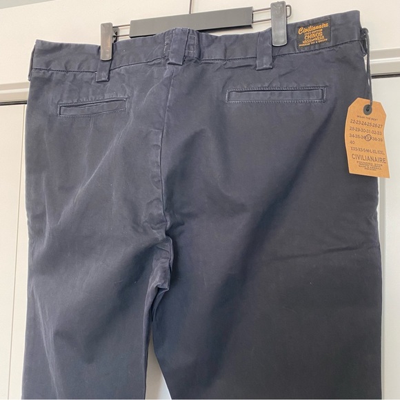 NWT! Japanese Denim Civilianaire Chinos Officer Slim Pants in Navy Blue … - Picture 8 of 11